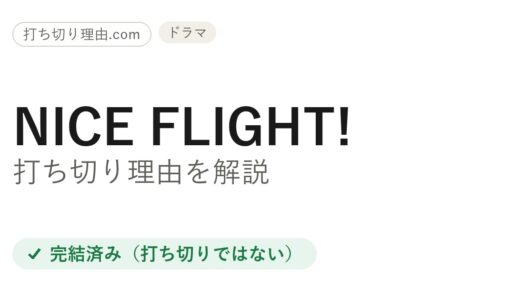 ナイスフライト ドラマ 打ち切りと言われた理由！実は全8話で予定通り完結