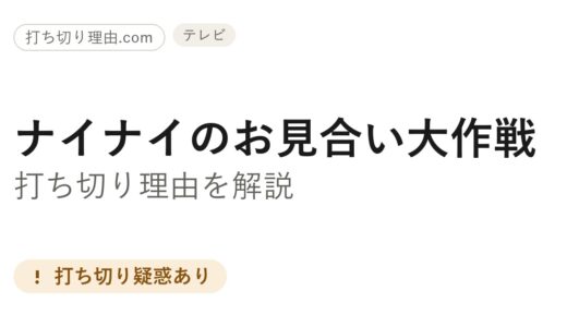 ナイナイのお見合い大作戦は打ち切り？新作が途絶えた理由を調べてみた
