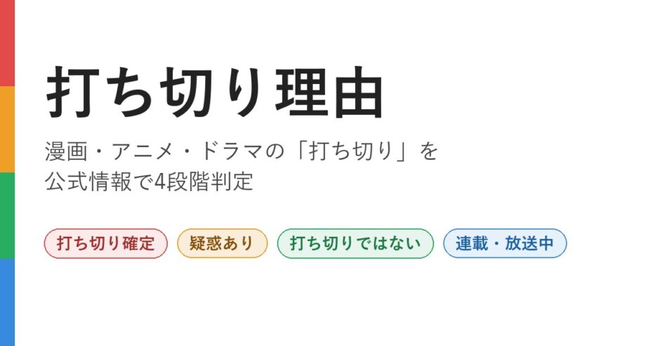 打ち切り理由｜漫画・アニメ・ドラマの打ち切りを4段階判定